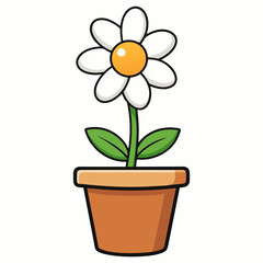 Flower in a pot vector illustration,  flower vector art, flower silhouette, flower in a pot