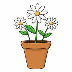 Flower in a pot vector illustration,  flower vector art, flower silhouette, flower in a pot