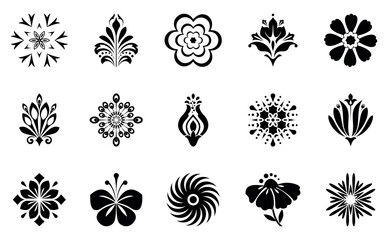 Flowers icon set. Flowers isolated on transparent background. Flowers in modern simple. Cute round flower plant nature collection. Vector illustrator