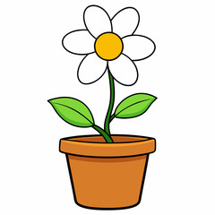 Flower in a pot vector illustration,  flower vector art, flower silhouette, flower in a pot
