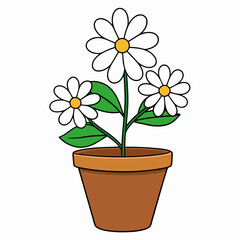 Flower in a pot vector illustration,  flower vector art, flower silhouette, flower in a pot