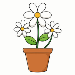 Flower in a pot vector illustration,  flower vector art, flower silhouette, flower in a pot