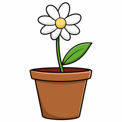 Flower in a pot vector illustration,  flower vector art, flower silhouette, flower in a pot
