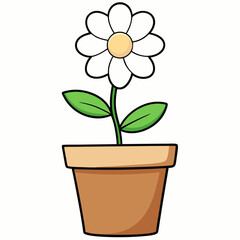 Flower in a pot vector illustration,  flower vector art, flower silhouette, flower in a pot