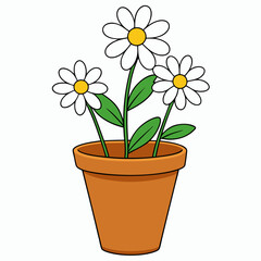 Flower in a pot vector illustration,  flower vector art, flower silhouette, flower in a pot