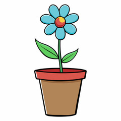 Flower in a pot vector illustration,  flower vector art, flower silhouette, flower in a pot