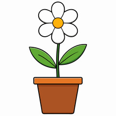 Flower in a pot vector illustration,  flower vector art, flower silhouette, flower in a pot