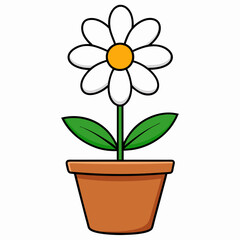 Flower in a pot vector illustration,  flower vector art, flower silhouette, flower in a pot