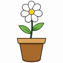 Flower in a pot vector illustration,  flower vector art, flower silhouette, flower in a pot