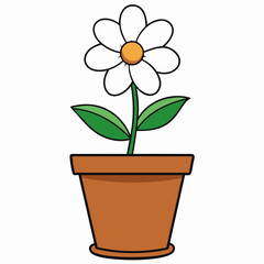 Flower in a pot vector illustration,  flower vector art, flower silhouette, flower in a pot