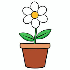 Flower in a pot vector illustration,  flower vector art, flower silhouette, flower in a pot