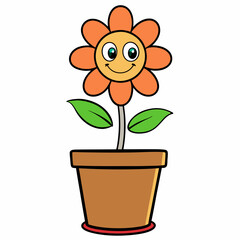 Flower in a pot vector illustration,  flower vector art, flower silhouette, flower in a pot