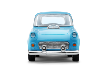 Front View of Blue Toy Car on transparent Background