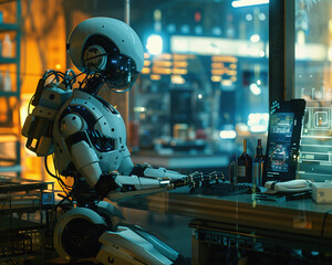 Robot in the night Ai Generated.