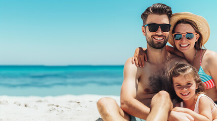 Obraz premium Happy Family at the Beach 