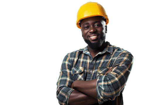portrait of a construction worker  isolated on a transparent background
