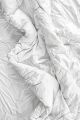 top view of white quilted duvet , mockup