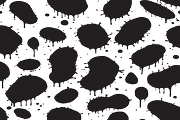 Abstract Black Ink Drops on White Background