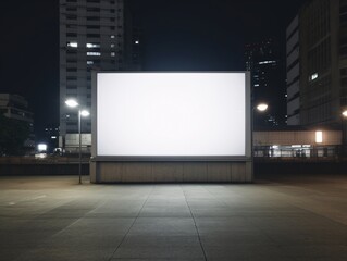 a large white billboard in a city