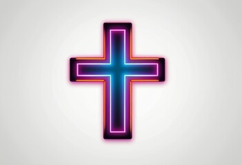 Obraz premium Glowing Neon Cross Symbol: Add a Touch of Energy to Your Creative Projects