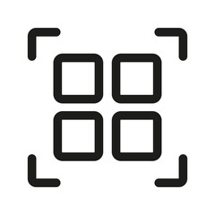 Illustration depicting a black qr code icon on a white background