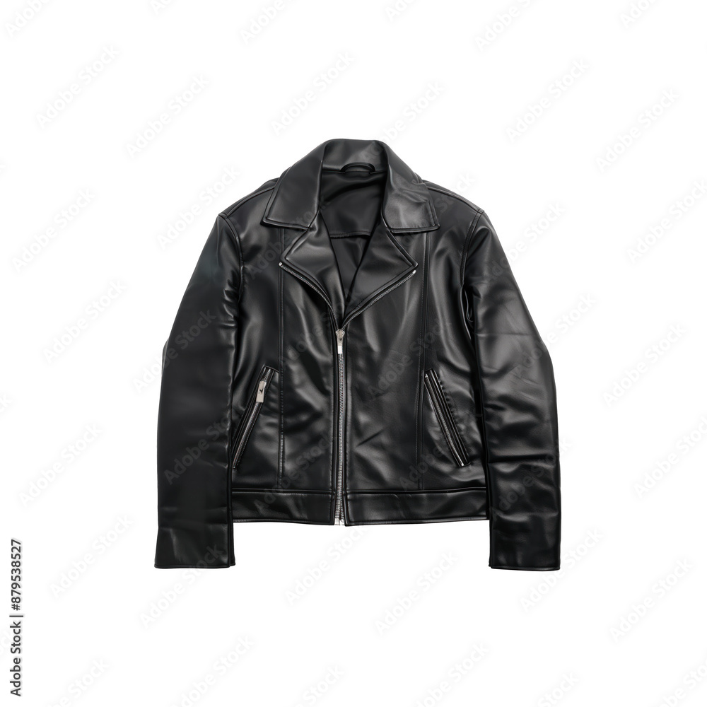 Wall mural Elegant black leather jacket on a transparent background