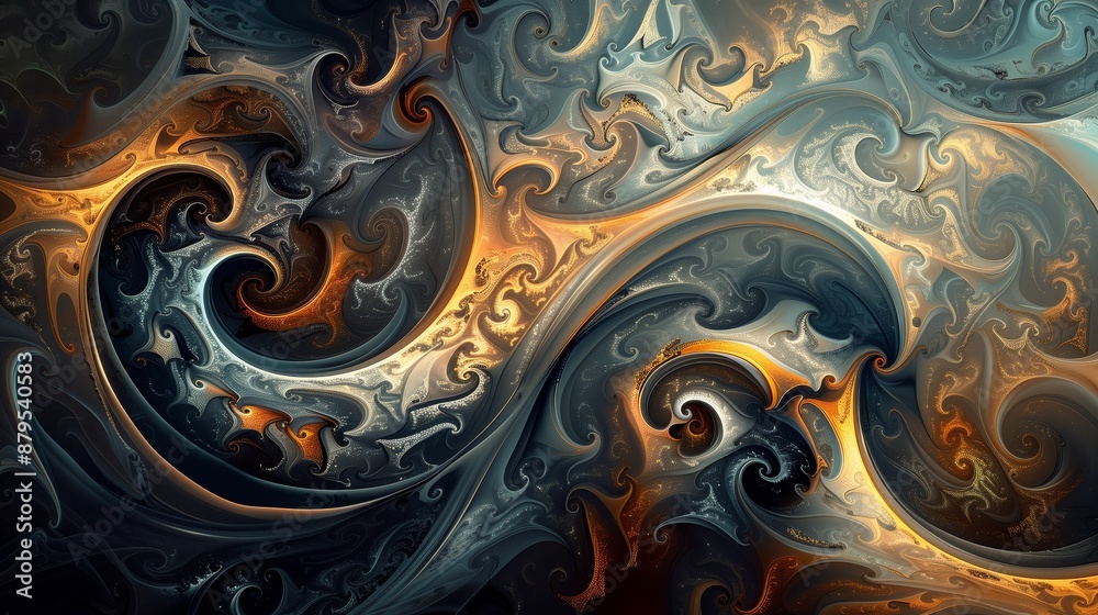 Poster blending swirls and intricate elements creates a unique design with refreshing and captivating visua