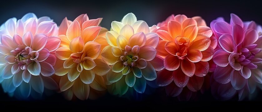 Vibrant Colorful Flowers, Rainbow Petals Garland, Creative Decoration