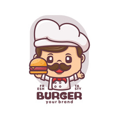 burger chef cartoon mascot design