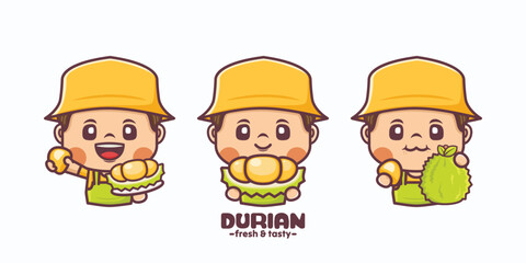 cute cartoon mascot design with durian