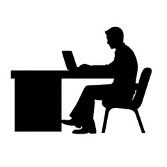 silhouette  of a man working on a laptop