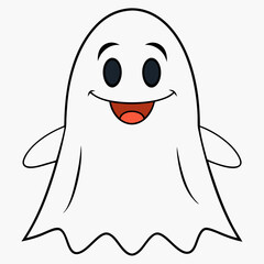 Ghost vector illustration,  spooky vector art, ghost silhouette, Mushroom cap on ghost's head