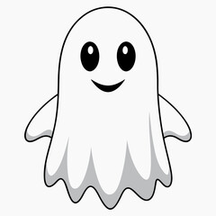 Ghost vector illustration,  spooky vector art, ghost silhouette, Mushroom cap on ghost's head