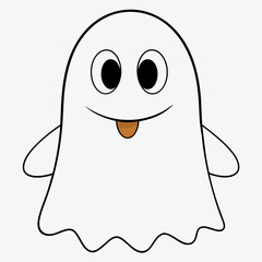 Ghost vector illustration,  spooky vector art, ghost silhouette, Mushroom cap on ghost's head