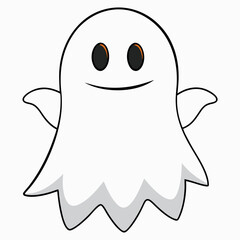 Ghost vector illustration,  spooky vector art, ghost silhouette, Mushroom cap on ghost's head