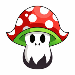 Ghost vector illustration,  spooky vector art, ghost silhouette, Mushroom cap on ghost's head