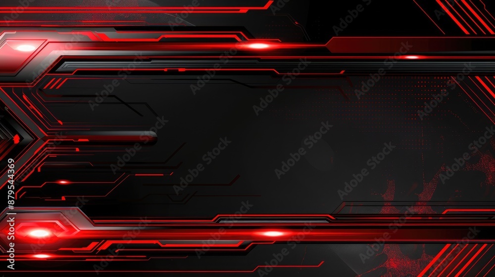 Poster abstract digital image of red circuits and gears on a dark background. digital art design of abstrac