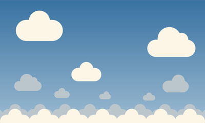 Cartoon clouds background, Sky and Clouds, Beautiful Background. Stylish design with a flat, cartoon poster, flyers, postcards, web banners. holiday mood, airy atmosphere.
