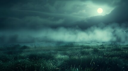 Fototapeta premium Full Moon in a Foggy Night.