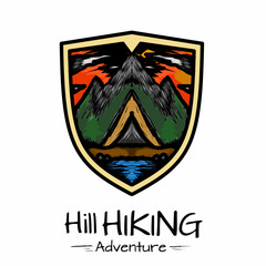 Mountain climbing logo design, climbing hills, exploring mountains.