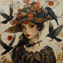 portrait of a woman in leaves