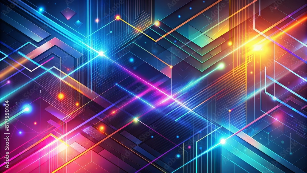 Fototapete modern futuristic background with vibrant digital lines and geometric shapes providing ample space f
