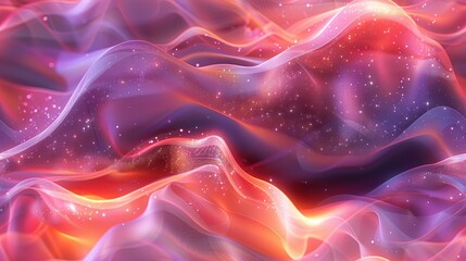 Fototapeta premium Abstract 3D Background with Pink and Orange Swirling Waves and Glitter