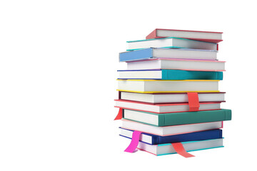 A stack of books with a red ribbon on the top, illustrations, clipart, isolated on a transparent background.