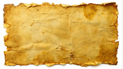Worn, yellowed, and torn paper with frayed edges, dirt stains, and subtle wrinkles, evoking a sense of aged neglect.