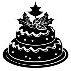 create a black silhouette christmas cake white