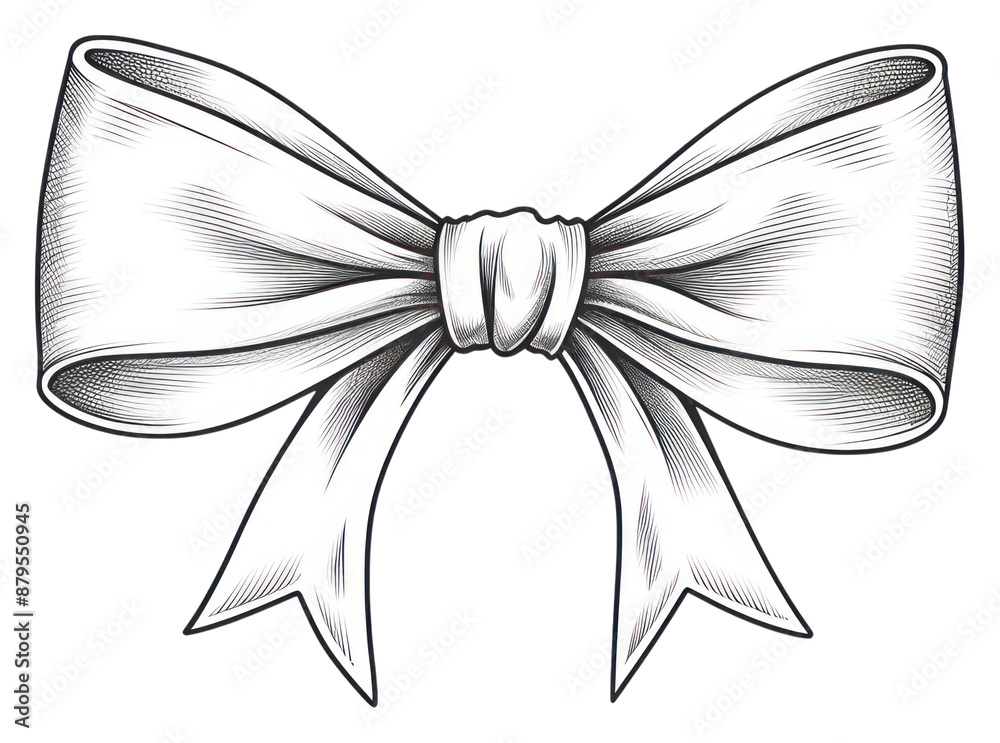 Wall mural PNG Ribbon bow sketch drawing white.