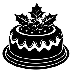 create a black silhouette christmas cake white