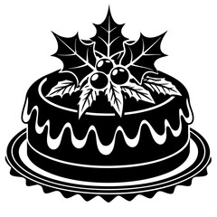 create a black silhouette christmas cake white