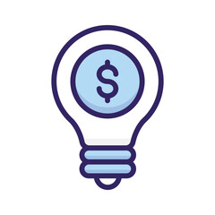 Dollar inside bulb depicting innovative idea, financial idea icon design